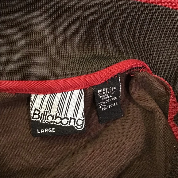 Billabong Men’s Zip Up Red and Brown Striped Long Seeve Jacket Size Large - Picture 6 of 9